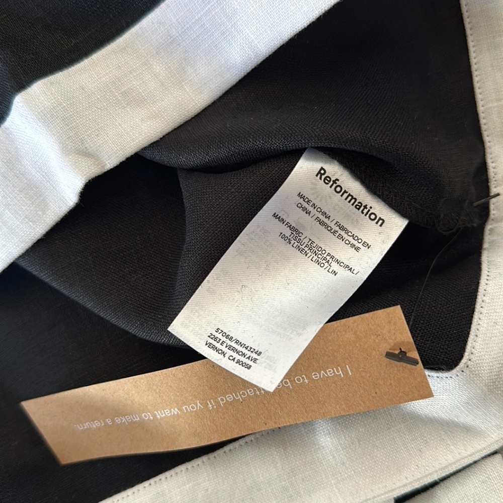 NWT Reformation Robbie Linen Two Piece in Black & White - size 4 - Picture 7 of 10